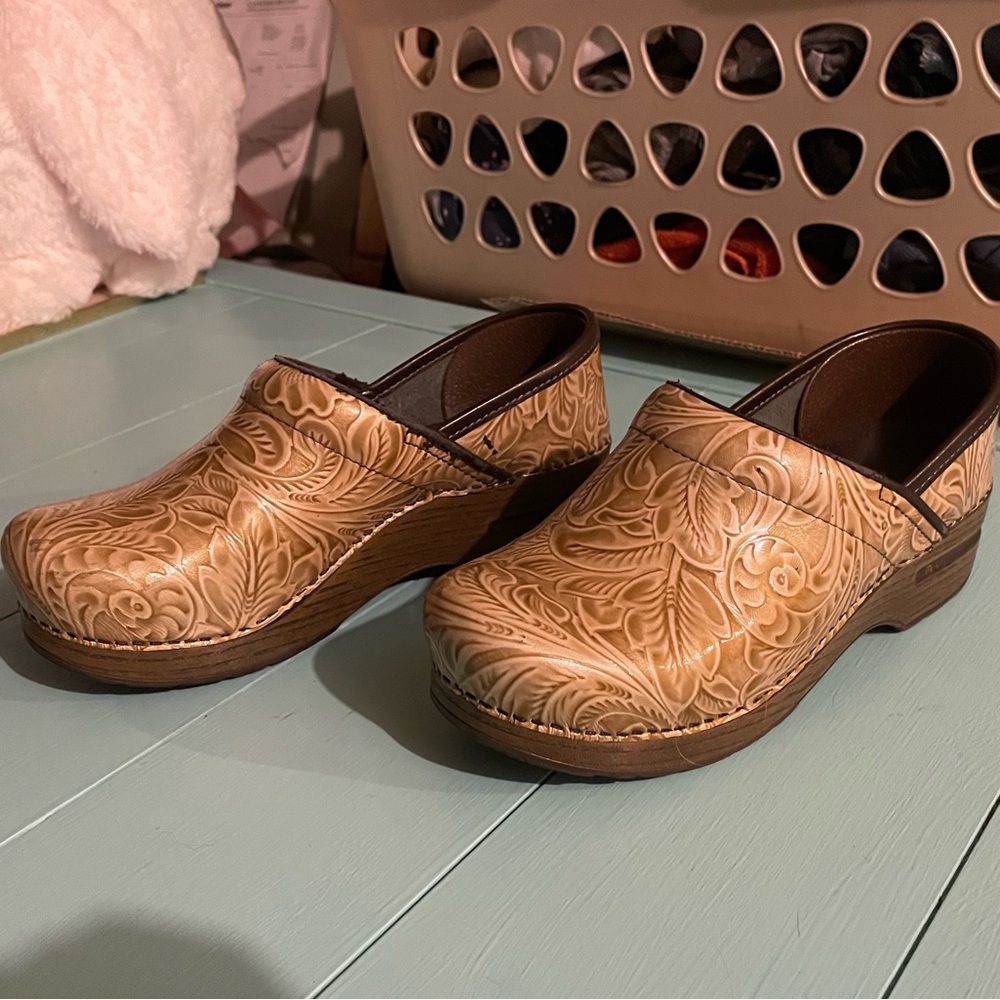 Dansko Brown Patterned Mules